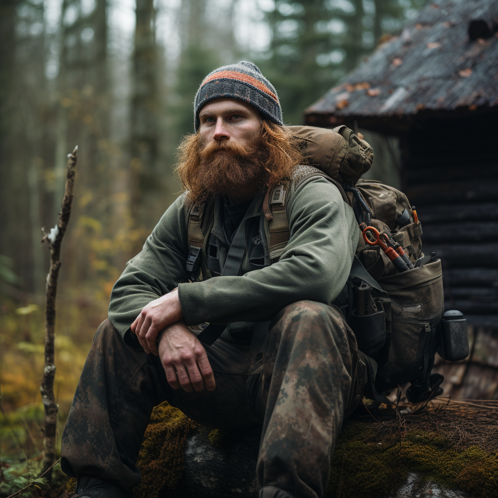 Ginger man in beanie and green flannel