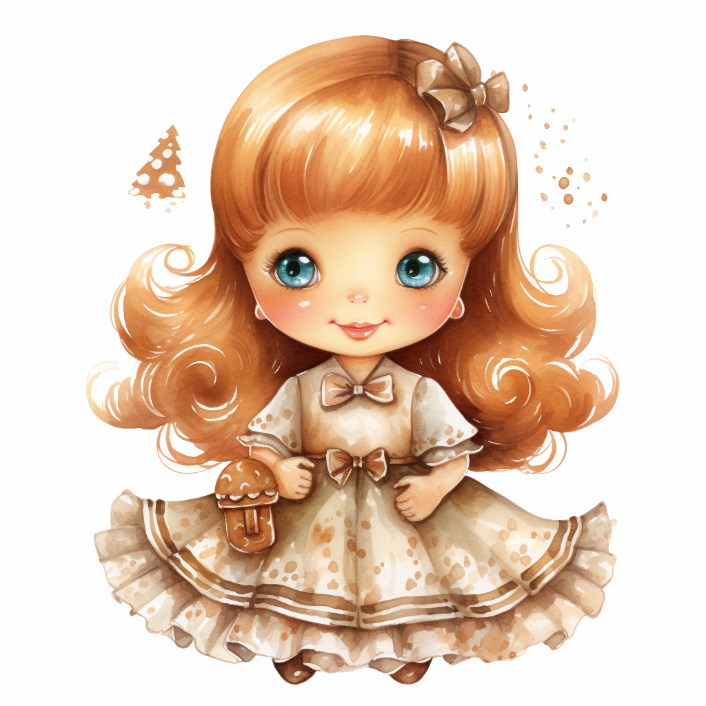 Glossy watercolor gingerbread girl cookie