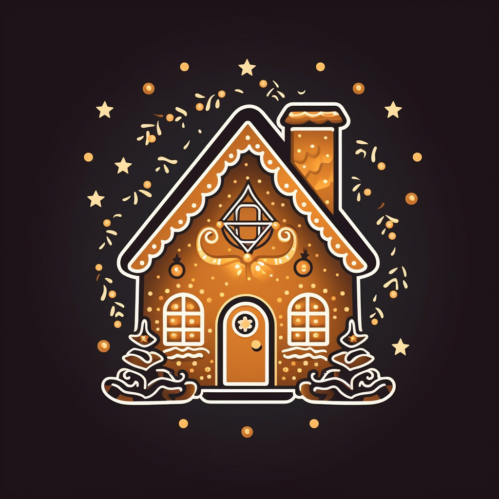 Minimalistic gingerbread house Christmas logo