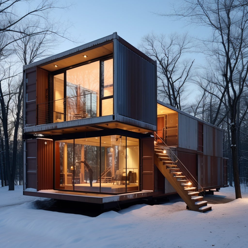 Gingerbread house resembling shipping container home