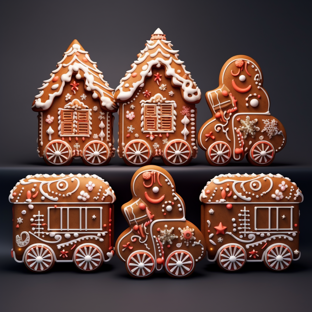 Gingerbread trains with Christmas cookies