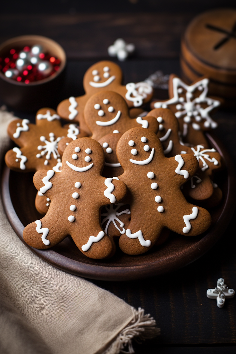 Gingerbread man cookies with intricate frosting design