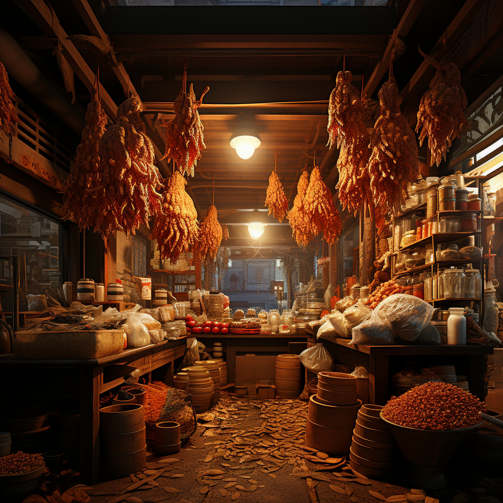 Vibrant ginseng market scene