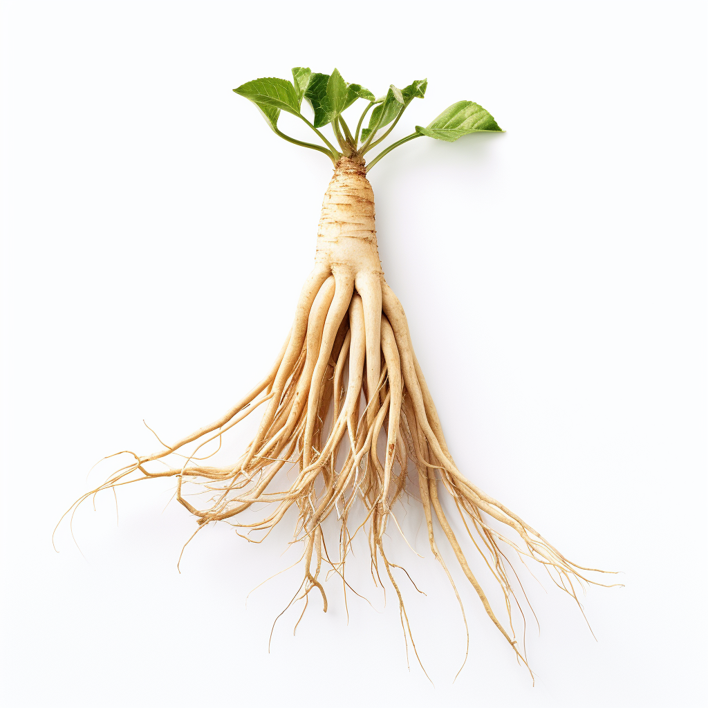 Fresh Ginseng on White Background