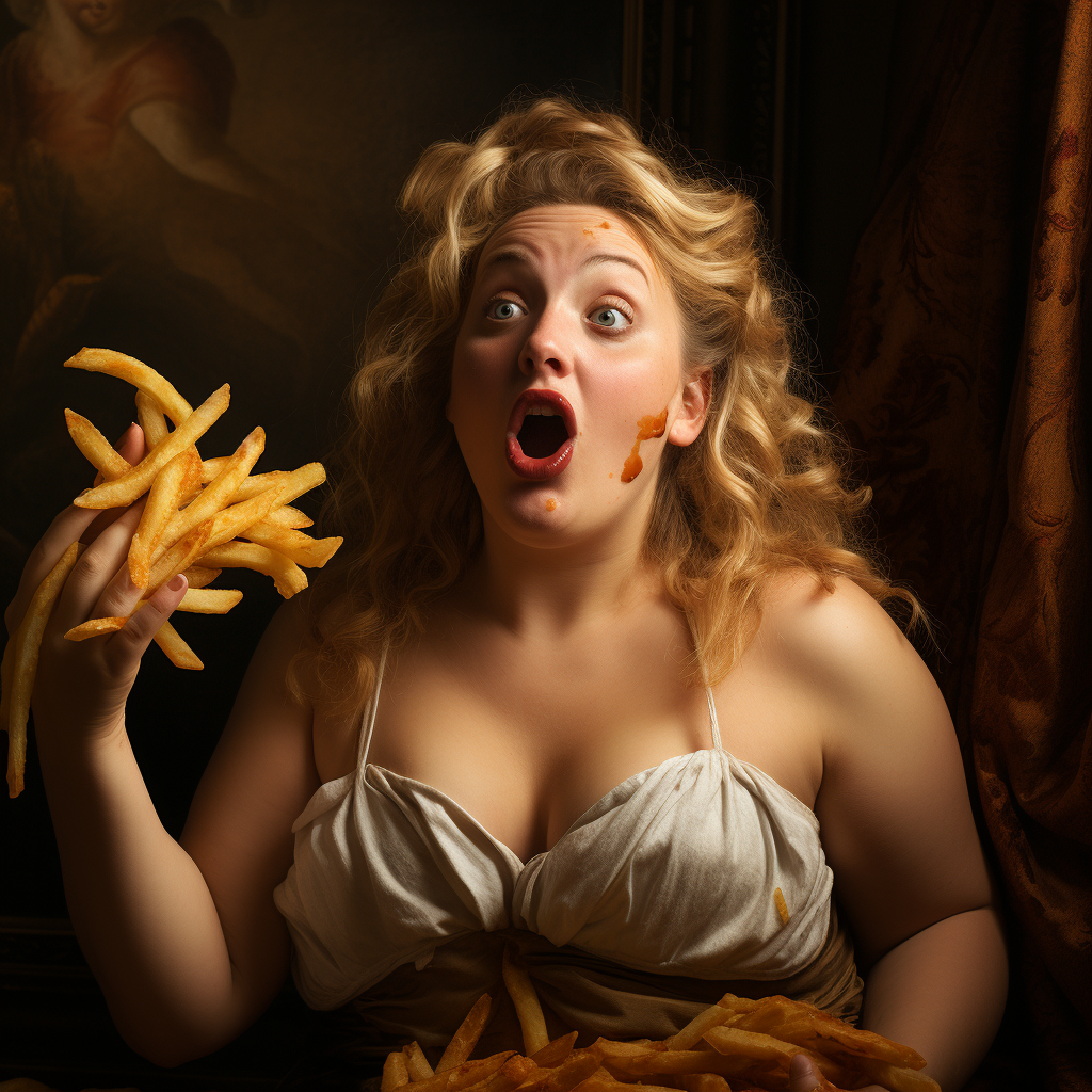 Giorgia Meloni enjoying French fries