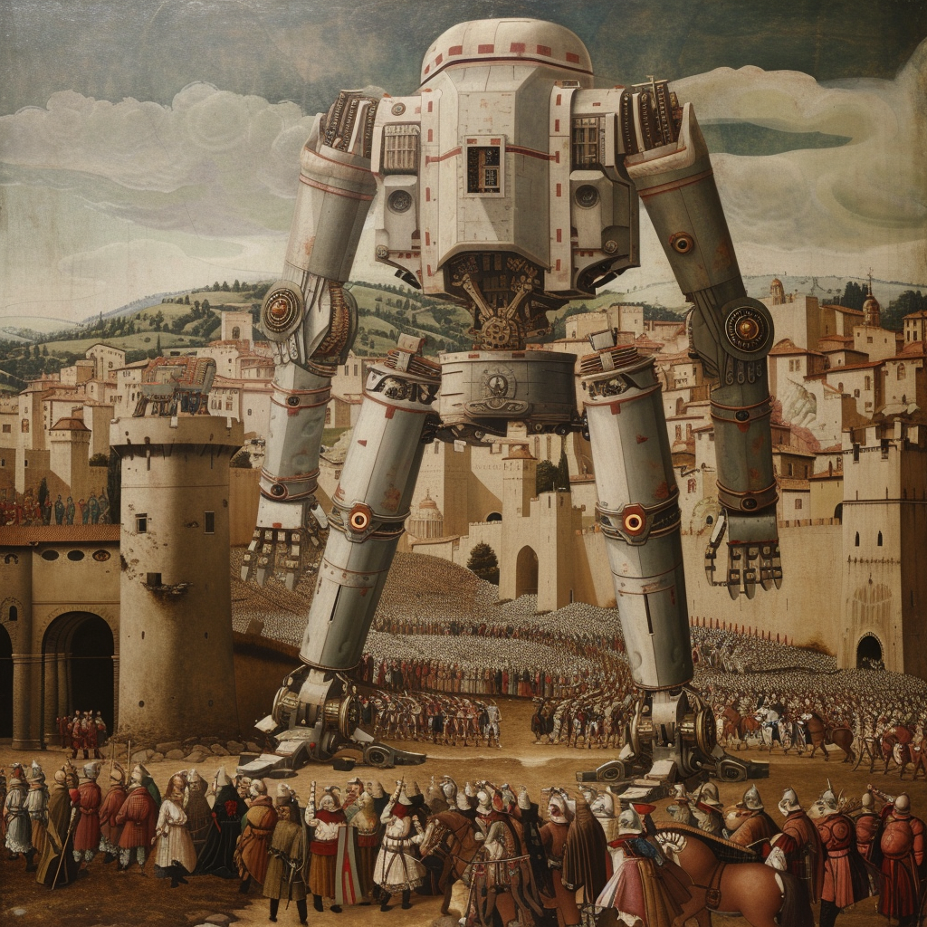 Giotto Robot Army Villages Renaissance Painting