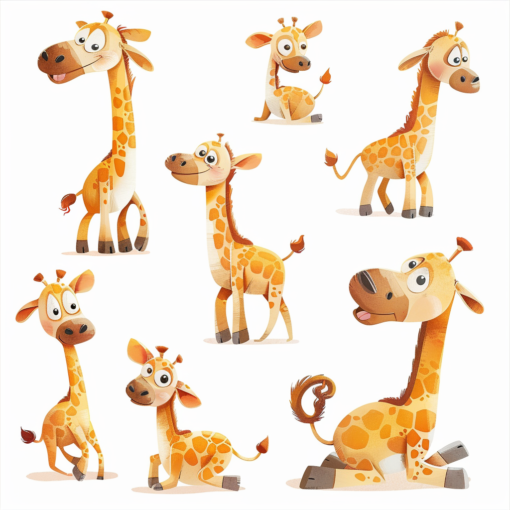 Cute giraffe aquarelle illustrations