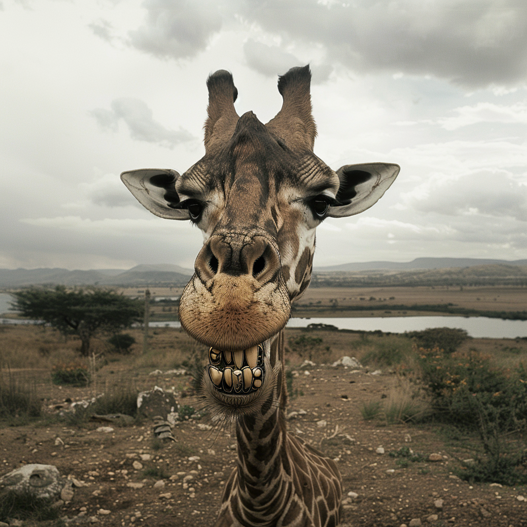 Giraffe with human teeth