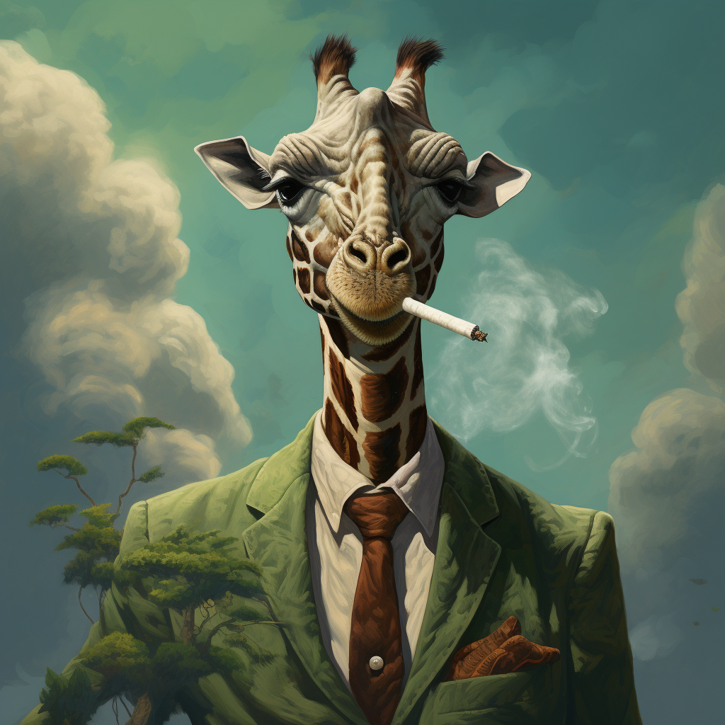 Giraffe smoking joint illustration