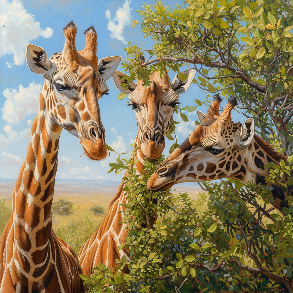 giraffes eating leaves acacia tree