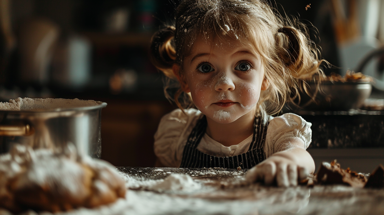 Adorable 5-Year-Old Girl Baking Treats