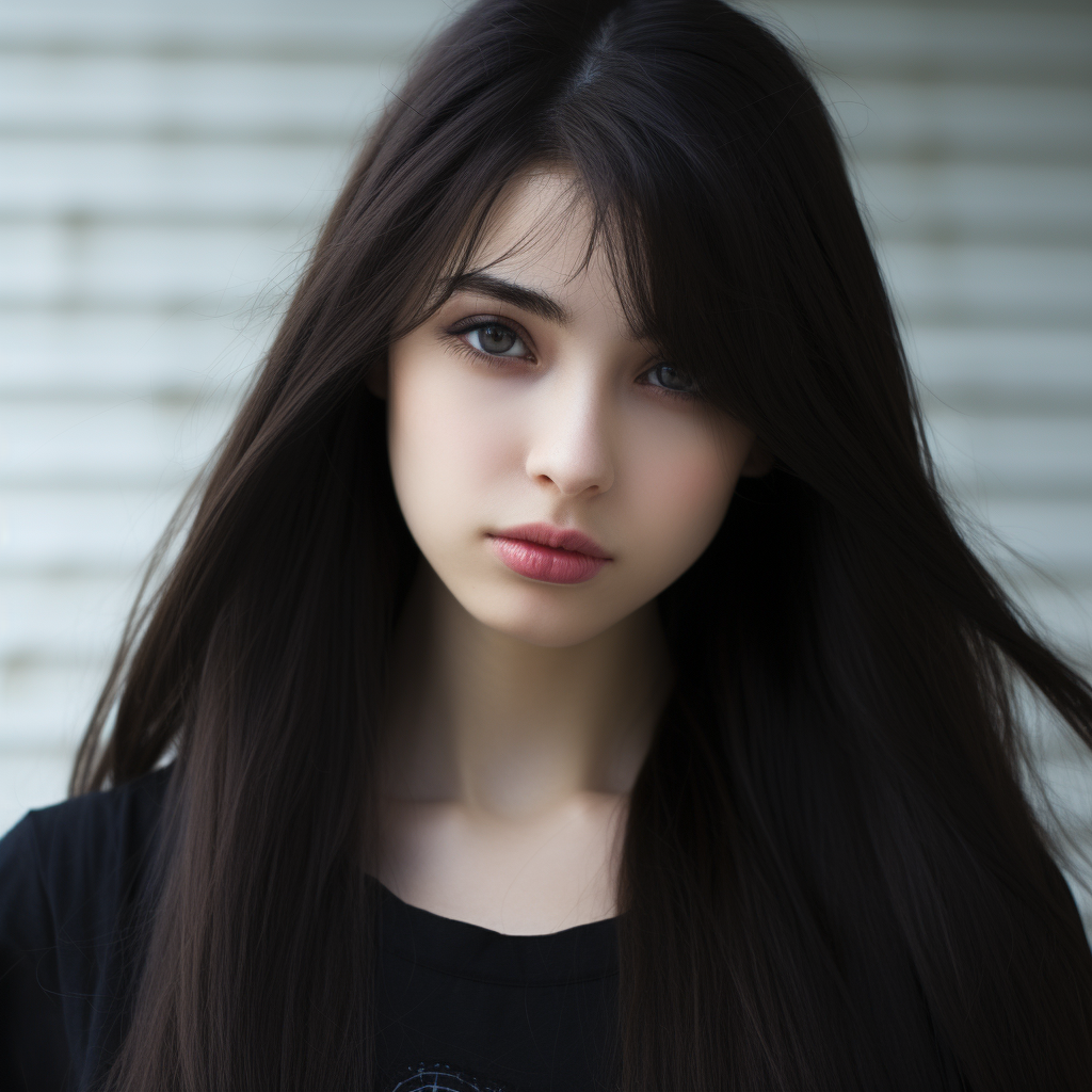 Young girl with black hair and brown eyes