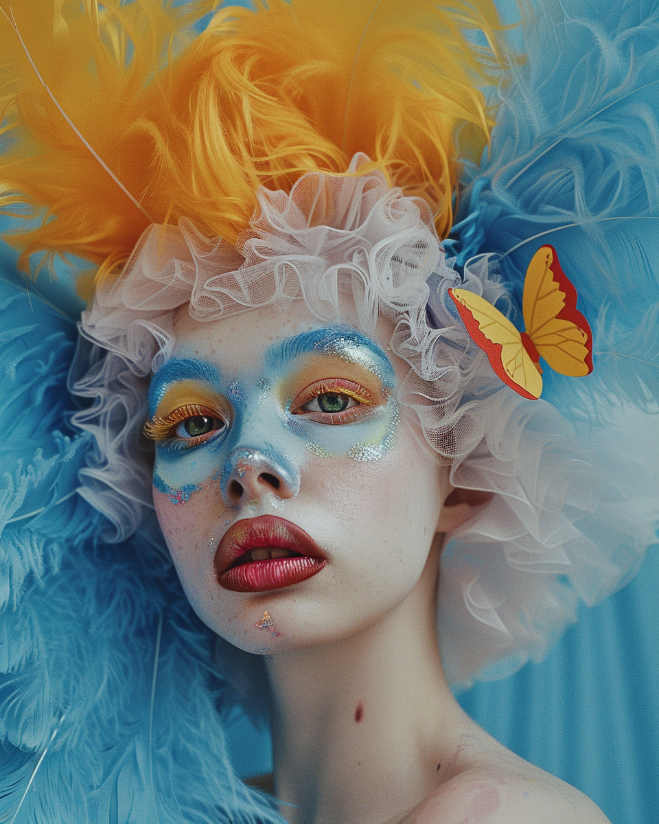 Girl with Blue Wings Makeup