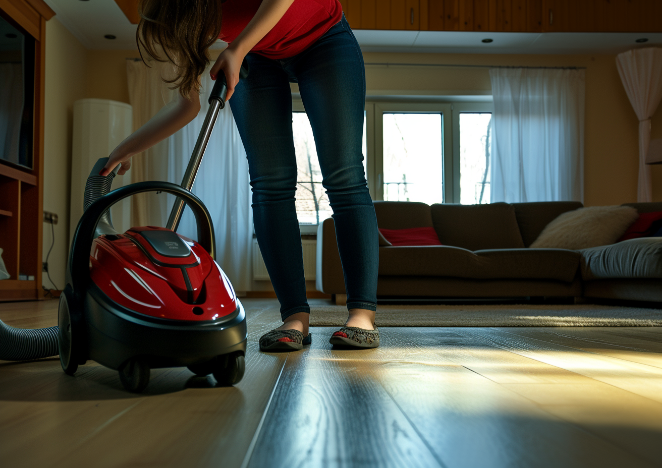 Girl Cleaning with Vacuum Cleaner