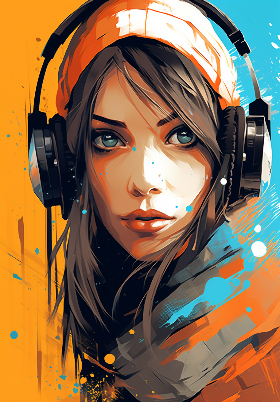 Girl holding controller and wearing gaming headset