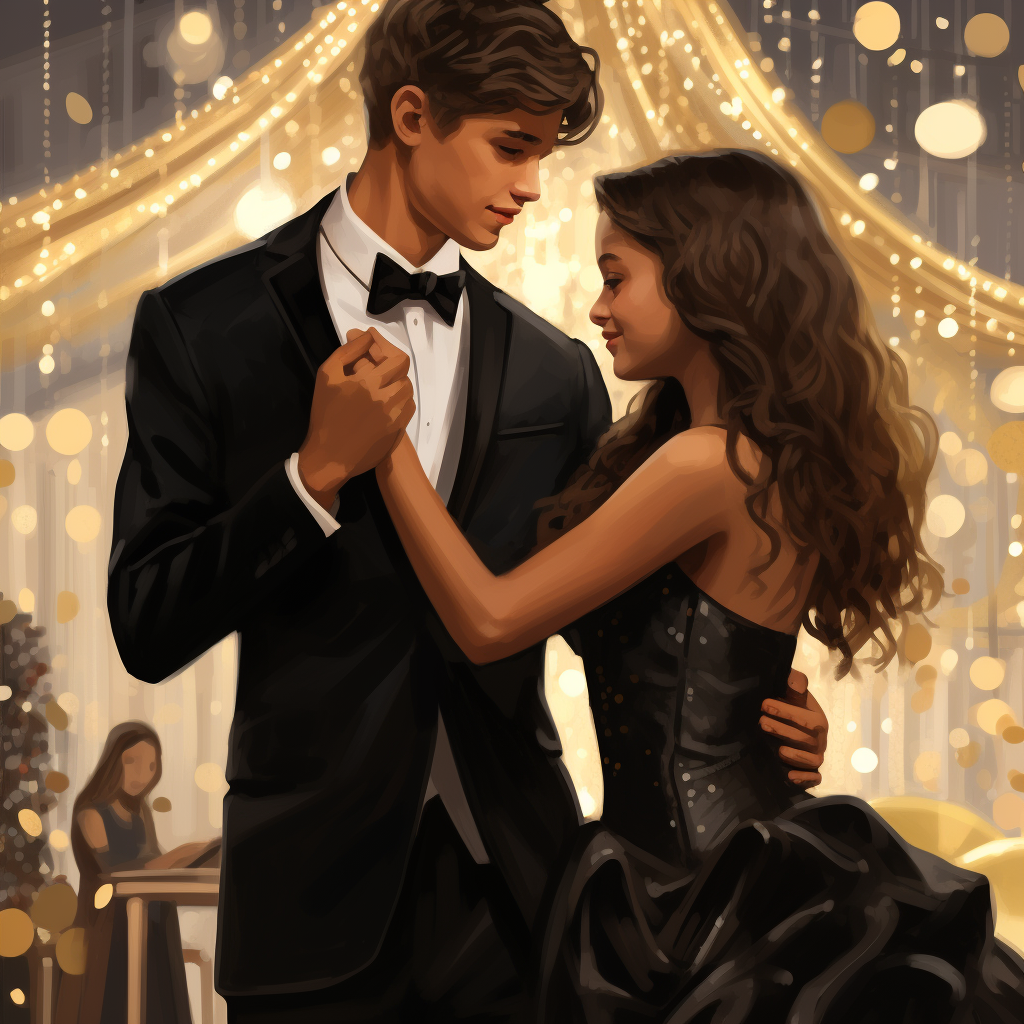 Teenage girl and boy dancing at a ball