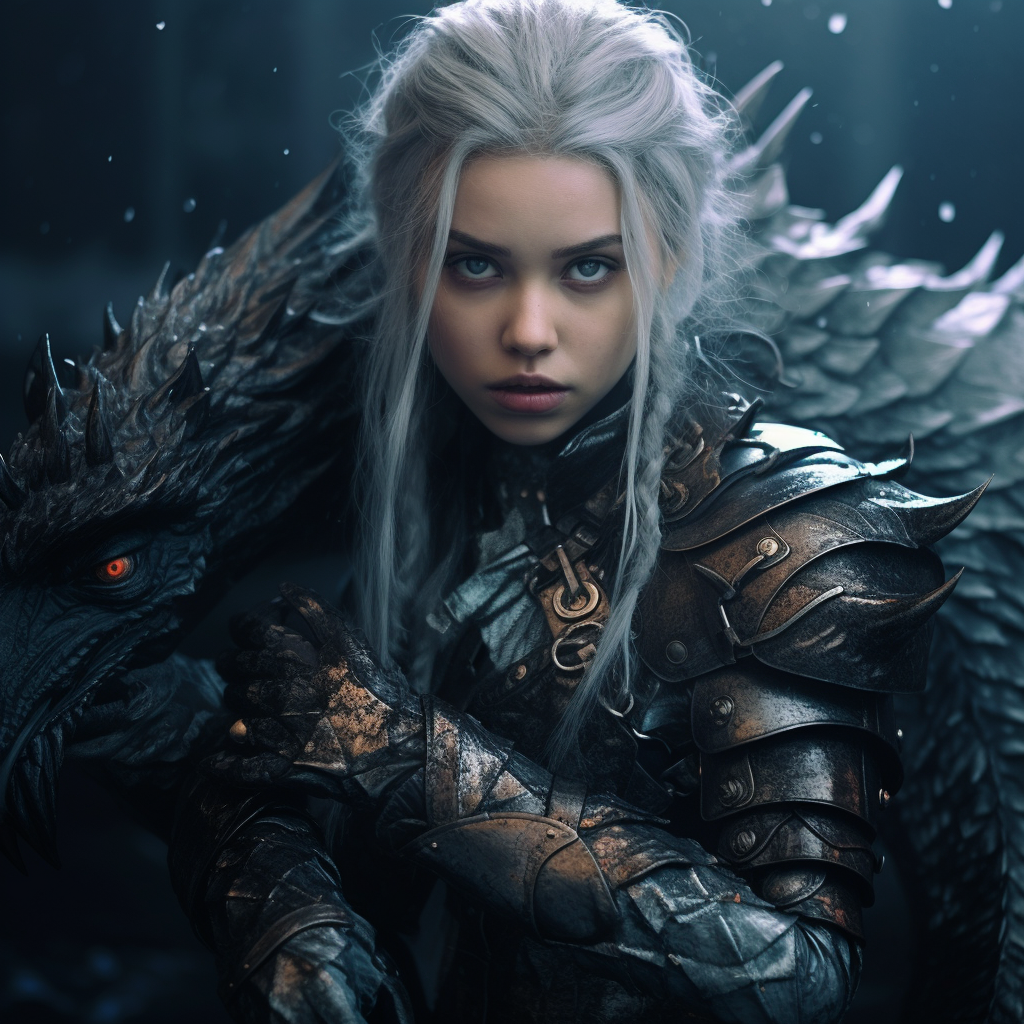 Young girl with beautiful dragon-inspired skin and claws