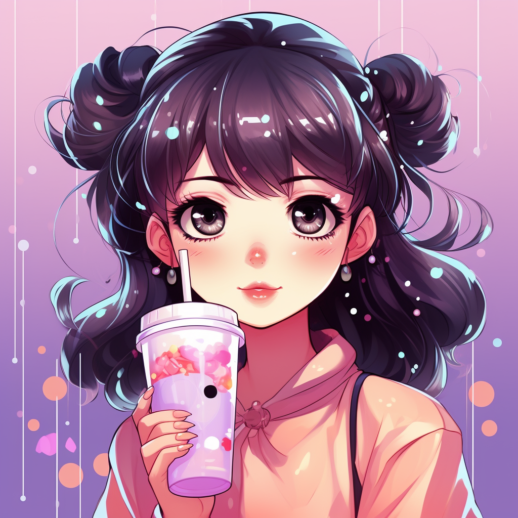 Cute girl enjoying her bubble tea