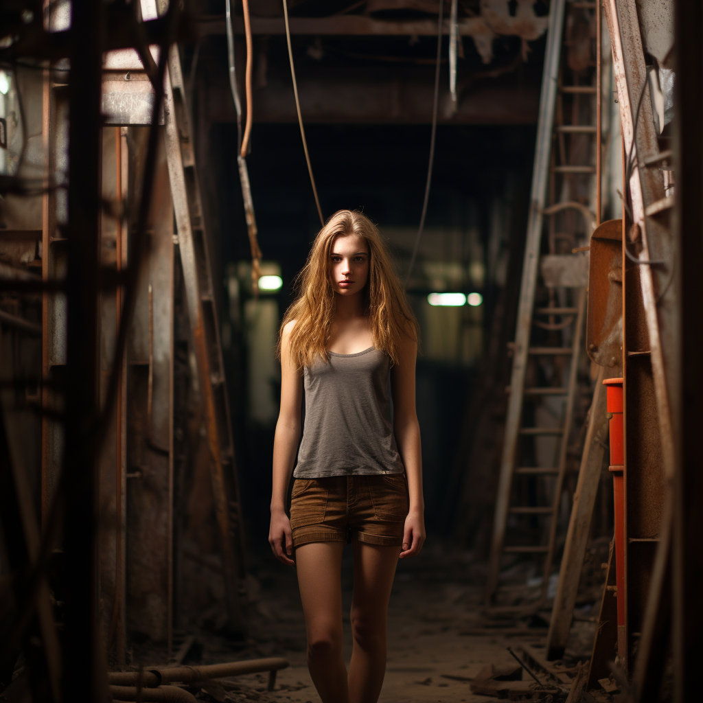 Girl in Industrial Lost Place