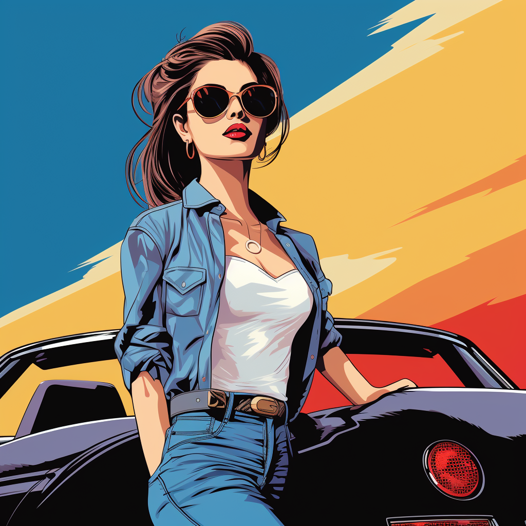 Fashionable girl in jeans and sunglasses