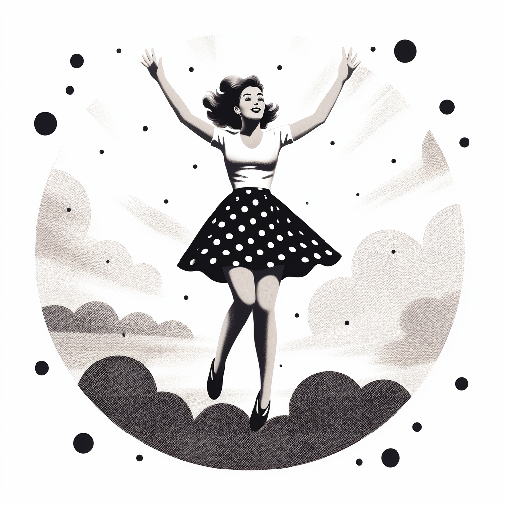 Illustration of a happy girl jumping for joy