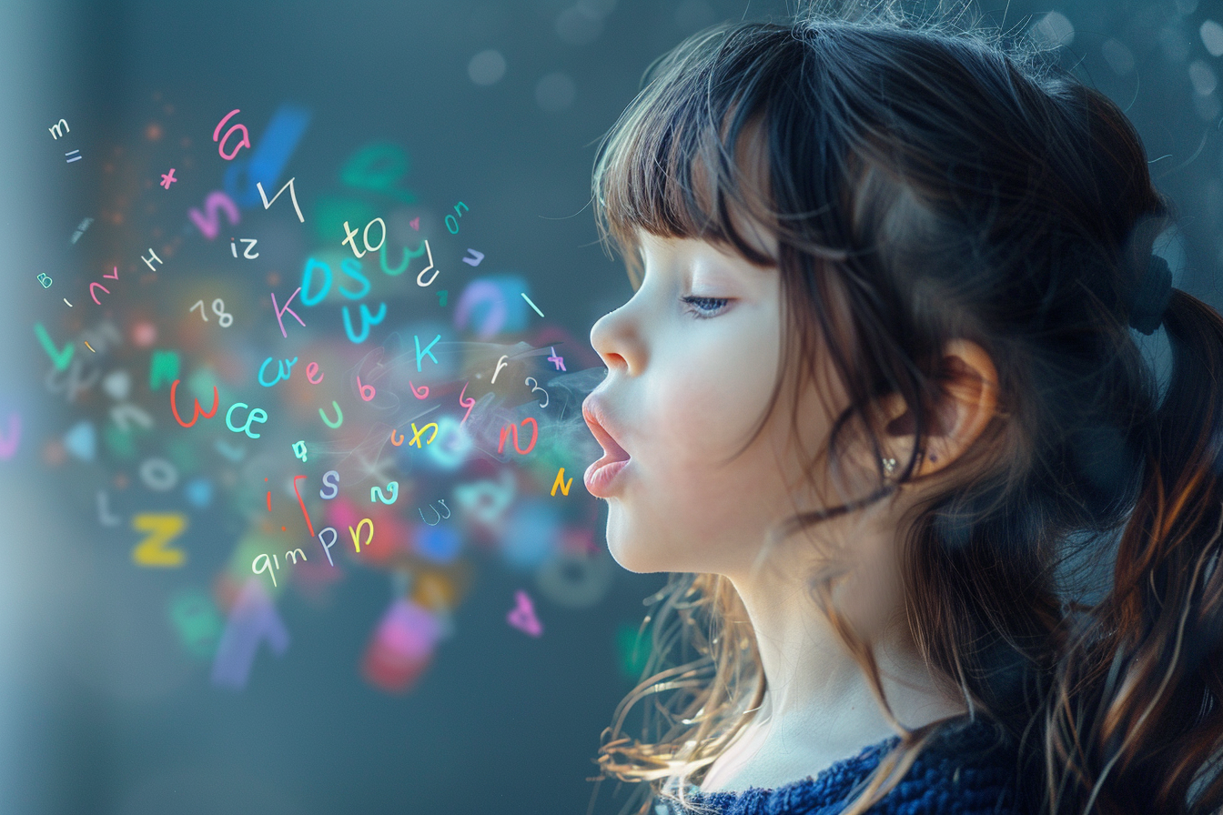 Girl with letters speech therapy