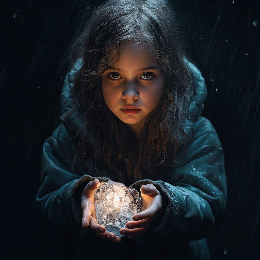 Girl Melting Ice in Hands