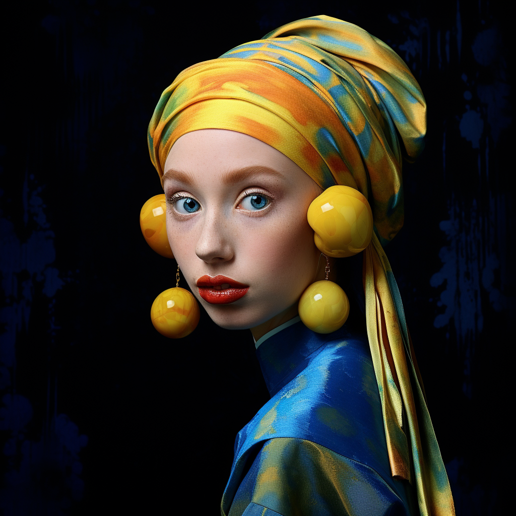 Van Gogh-style painting of girl with pearl earring