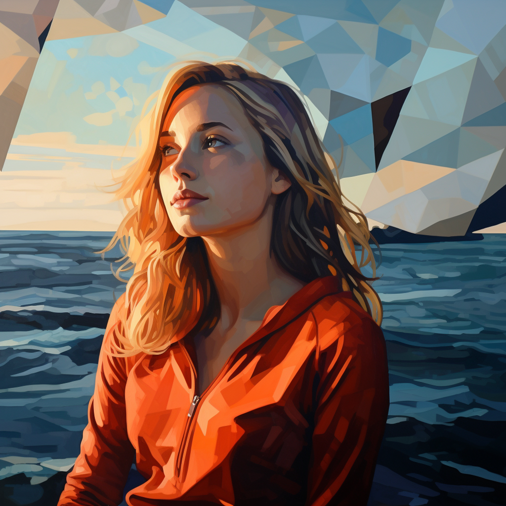 Girl portrait in polygon art