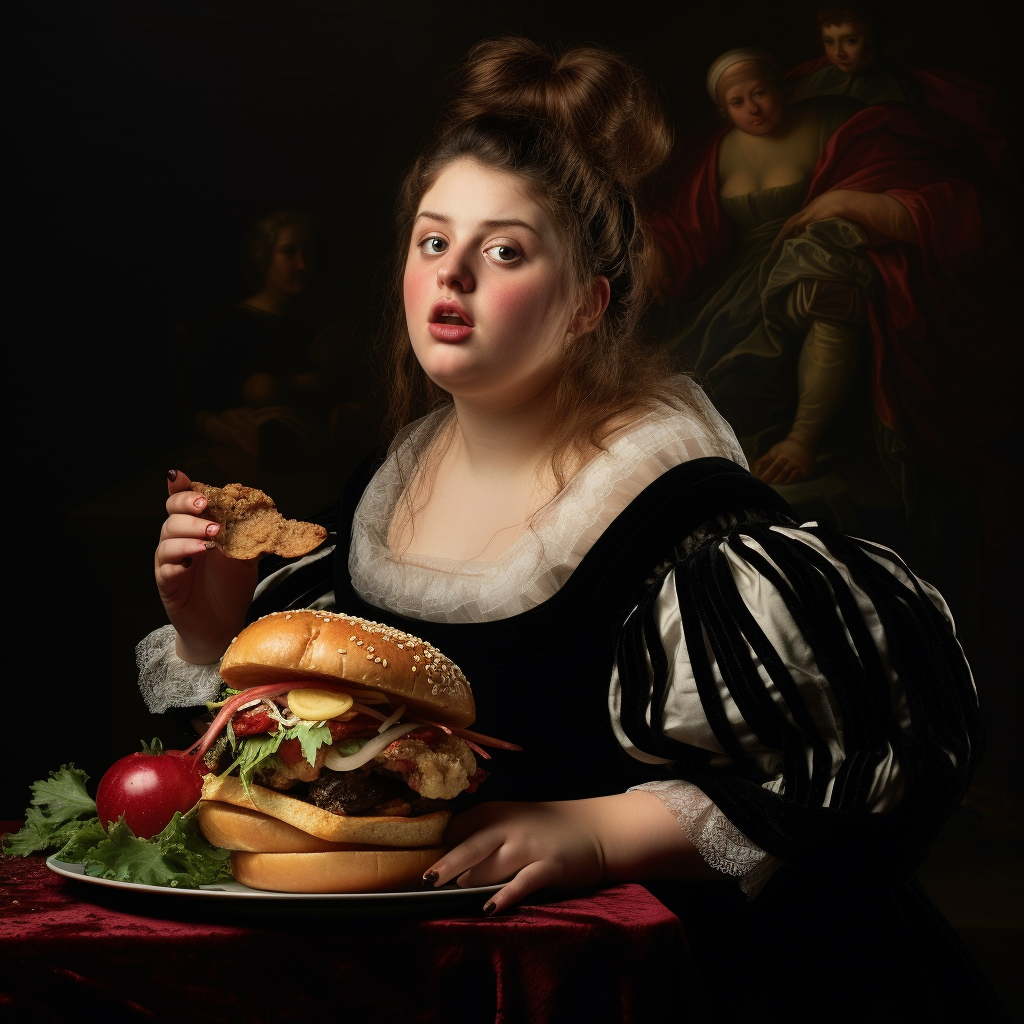 Girl enjoying a delicious hamburger