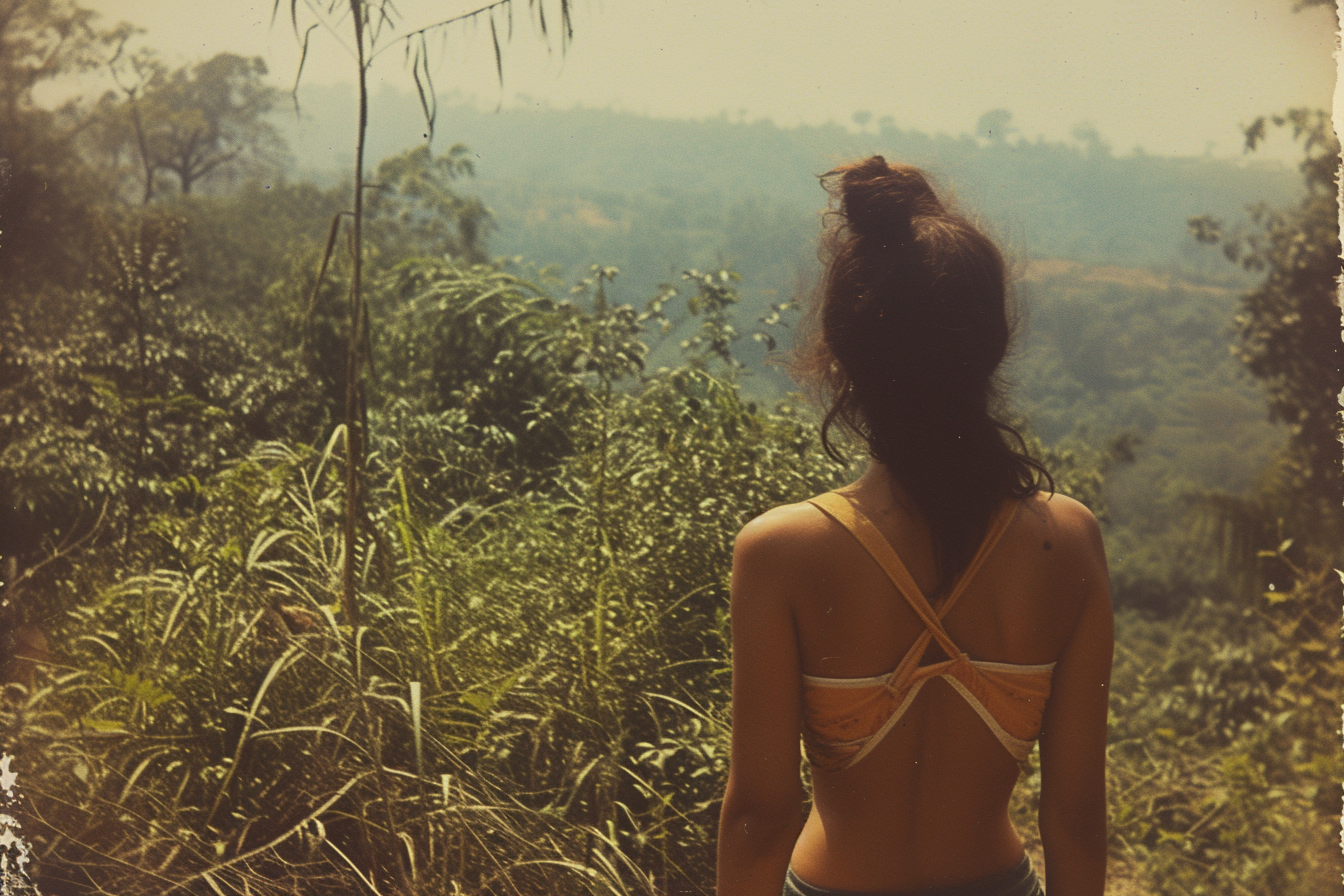 Girl running in nature, Mexico