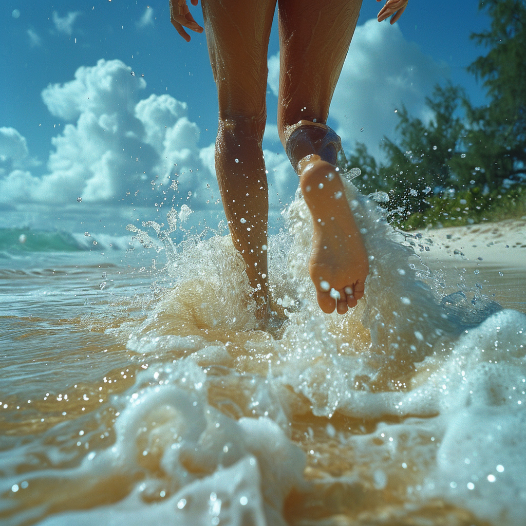 Girl Running on Sandy Beach