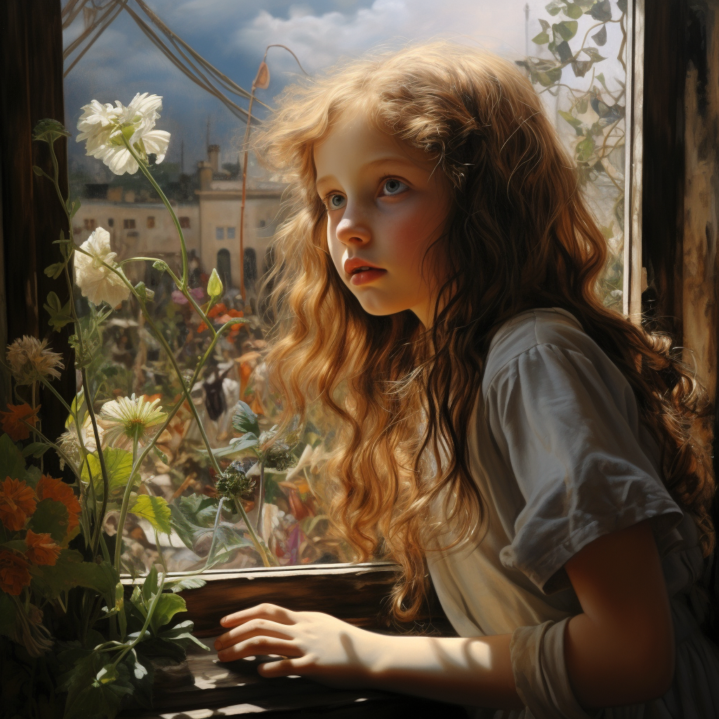 Girl Seeing Future Window