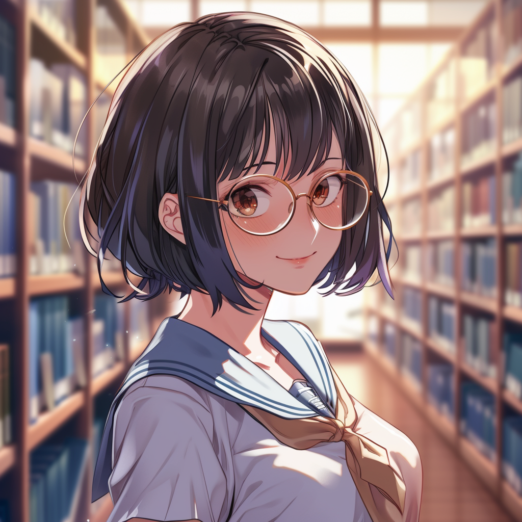 Girl with Short Bob Hair in High School Uniform