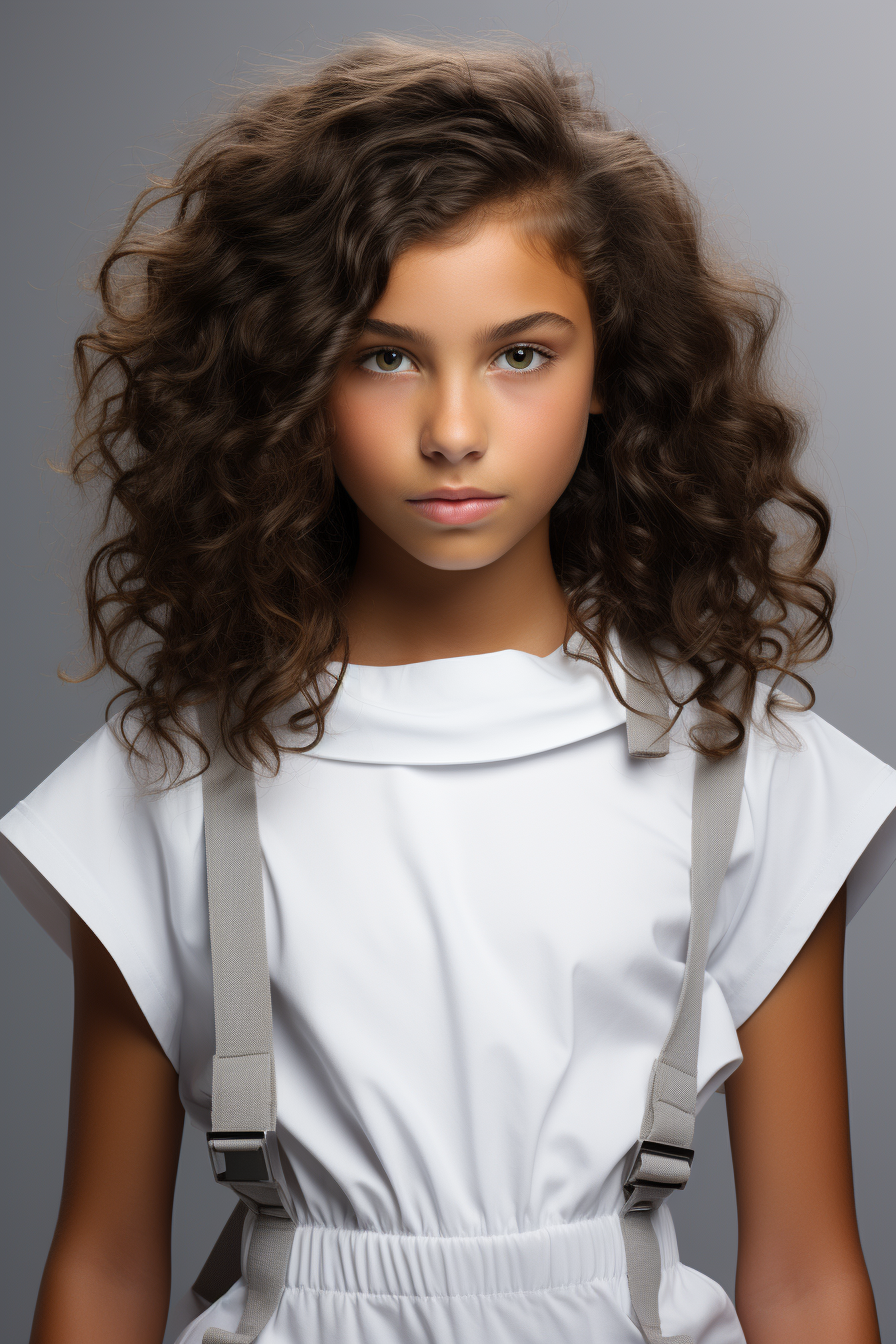 Beautiful girl standing against white background