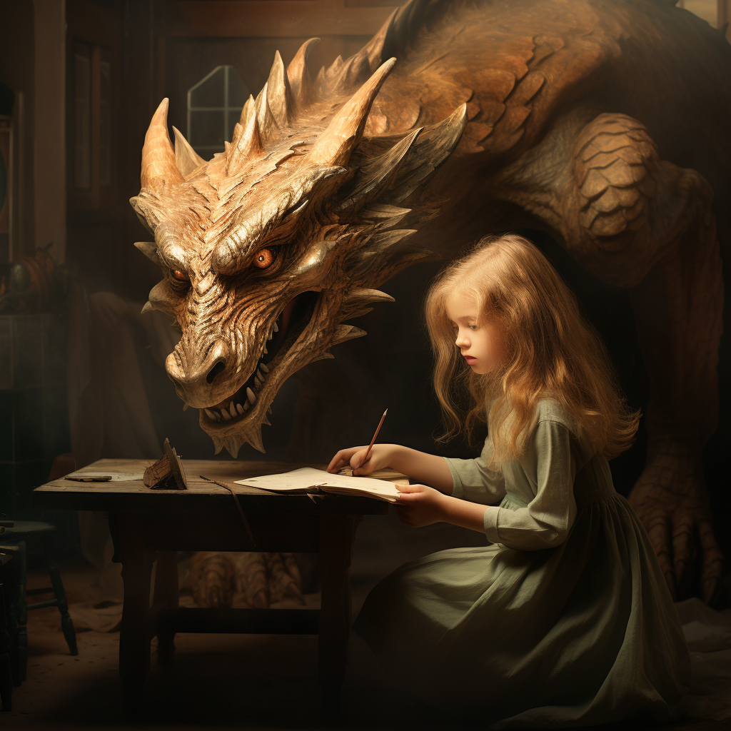 Girl transforming into a dragon