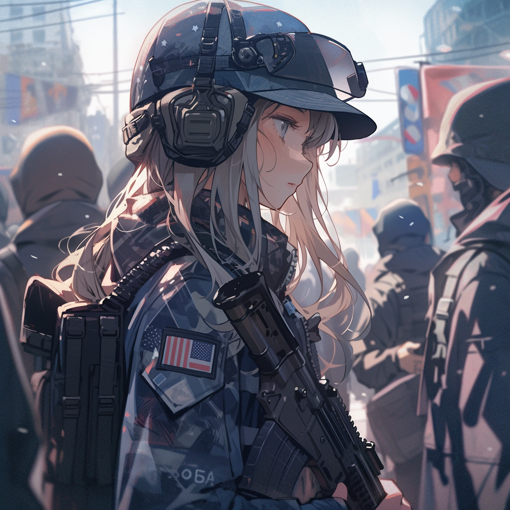 UN Peacekeeper Girl Patrolling Streets of Japan