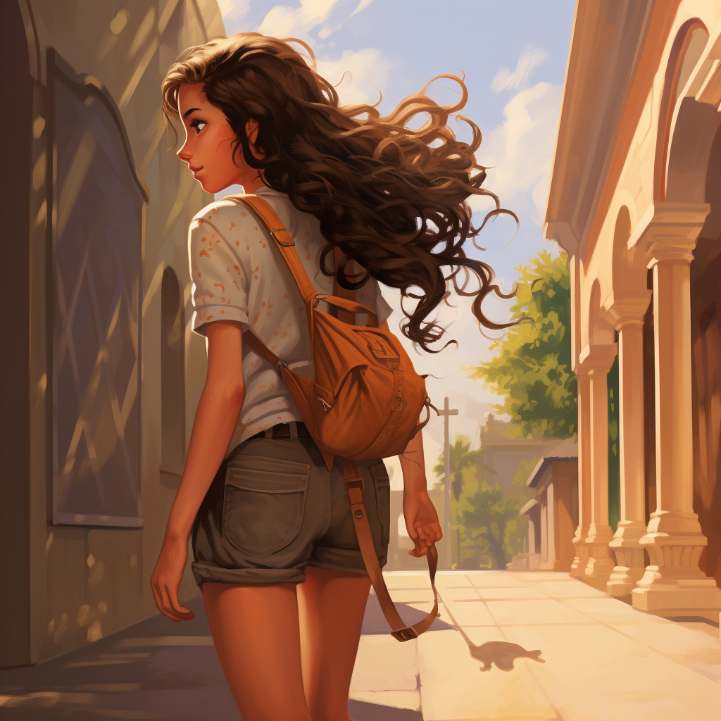 Side view of girl walking on the sidewalk