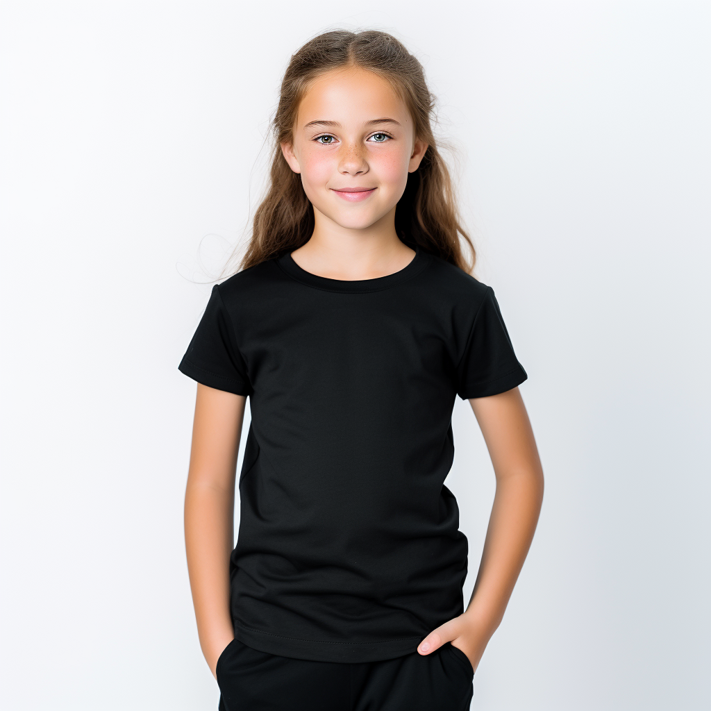 Girl in black crew neck t-shirt