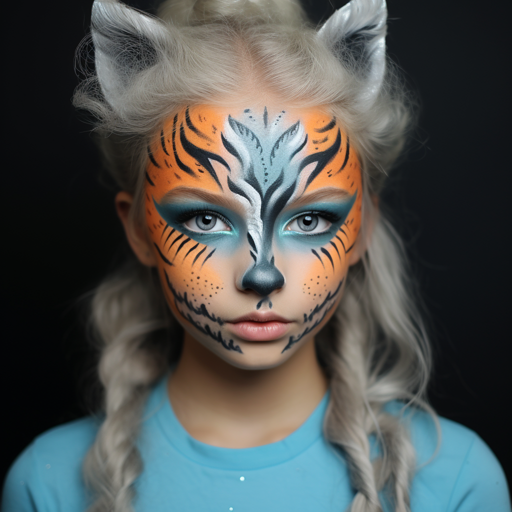 Cute girl with fox face paint