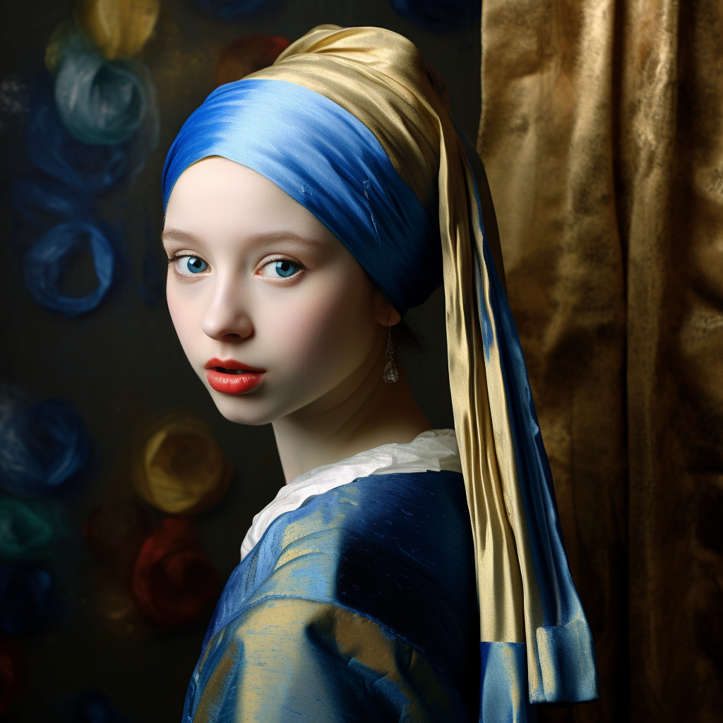 Painting of a girl with pearl earring in Monet's style