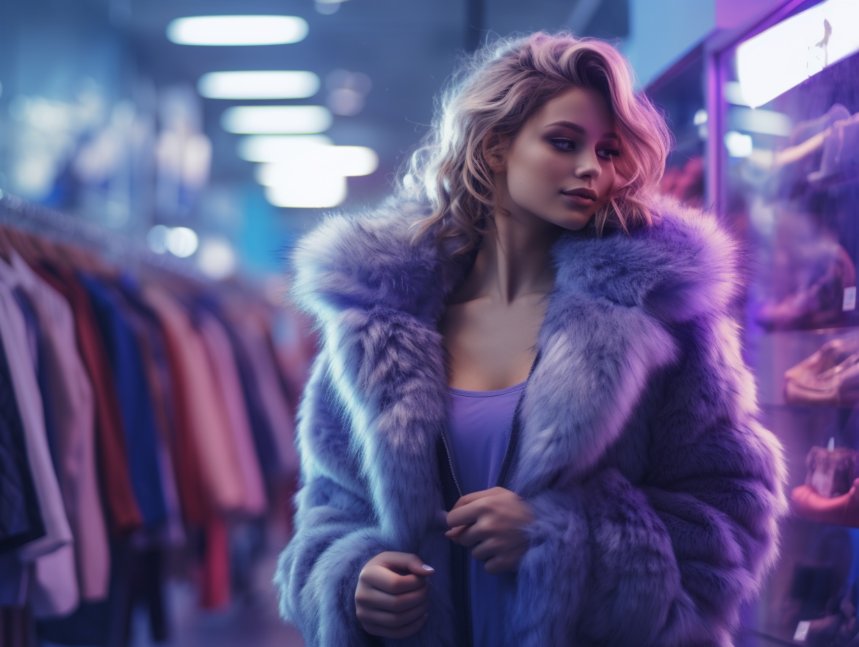 Stylish girl in fur coat