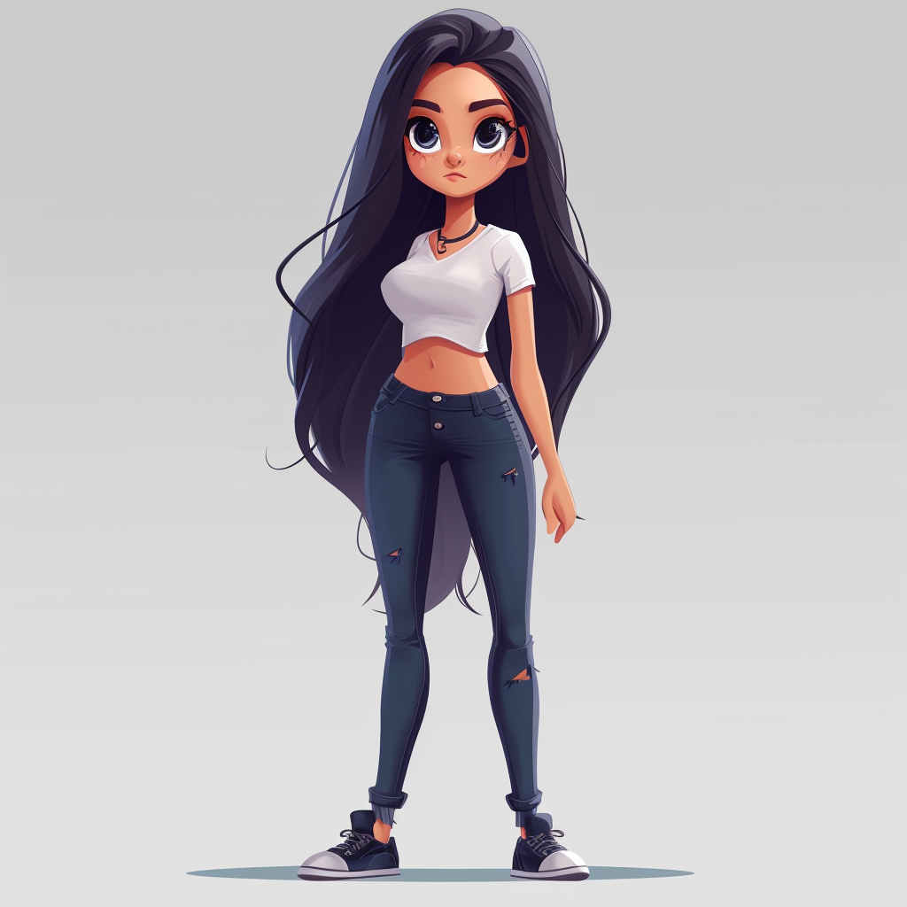 Stylized 15-Year-Old Girl Cartoon