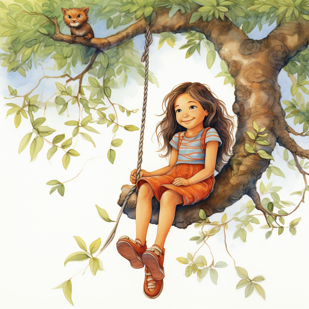 Illustration of a girl sitting in a tree