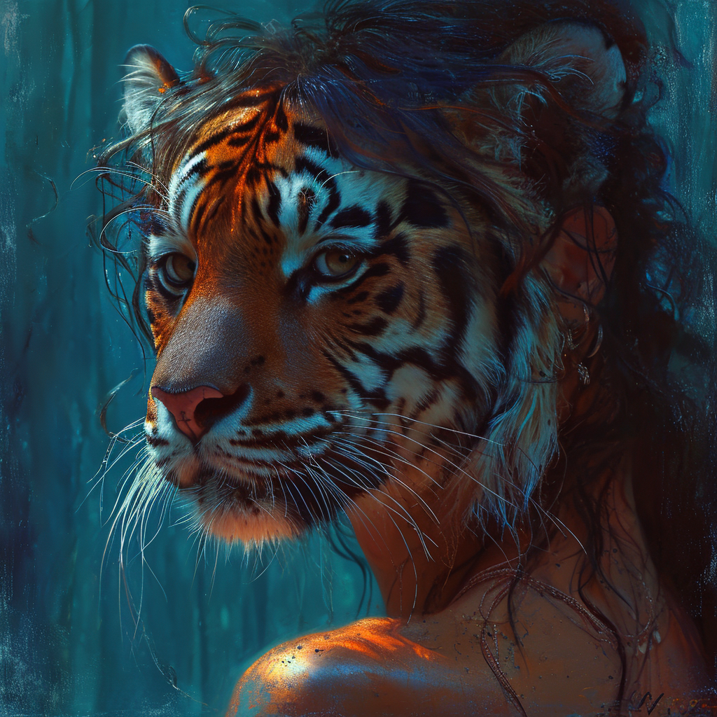 Hybrid girl tiger image