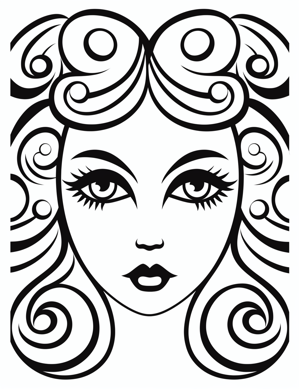 Simple girls face coloring page