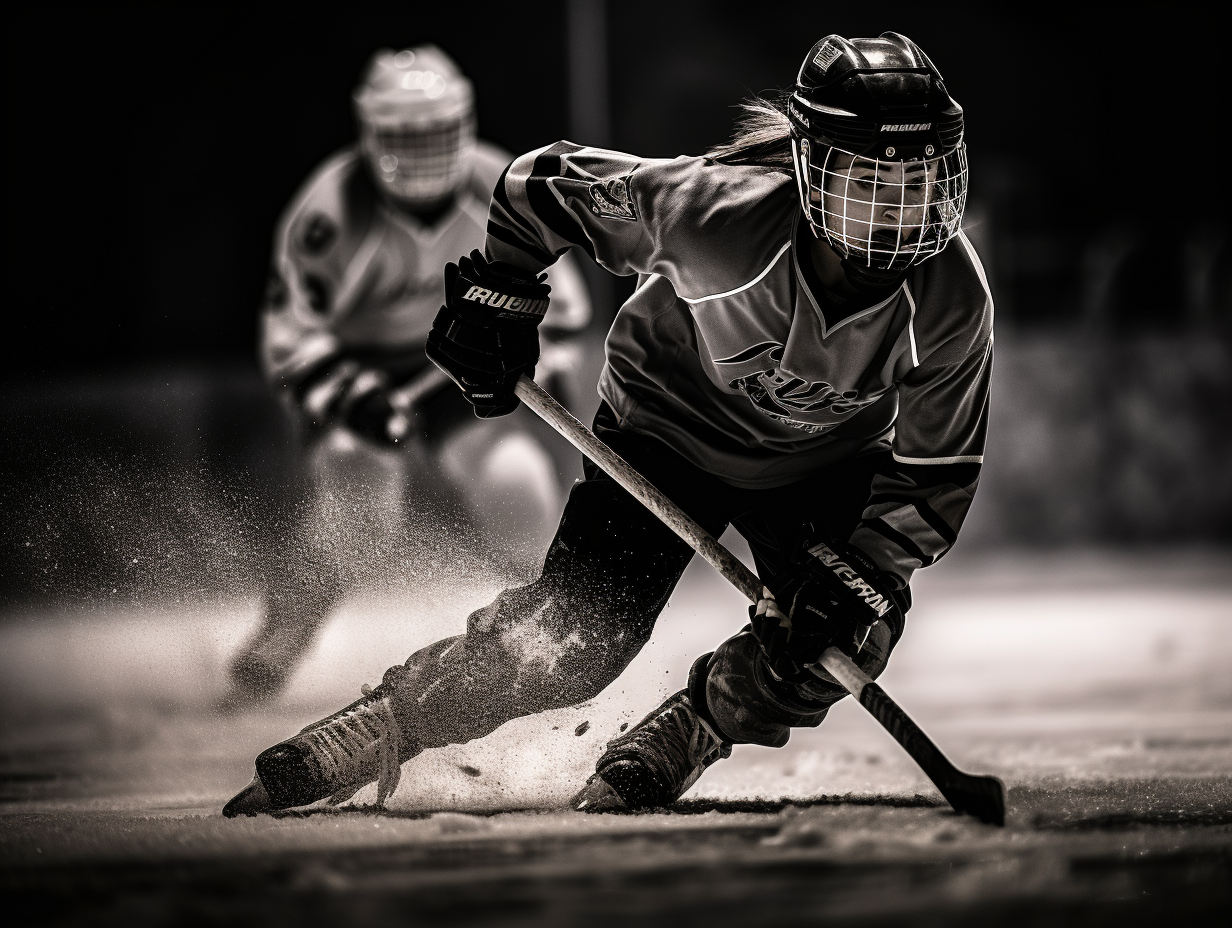 Girls hockey action shot winning