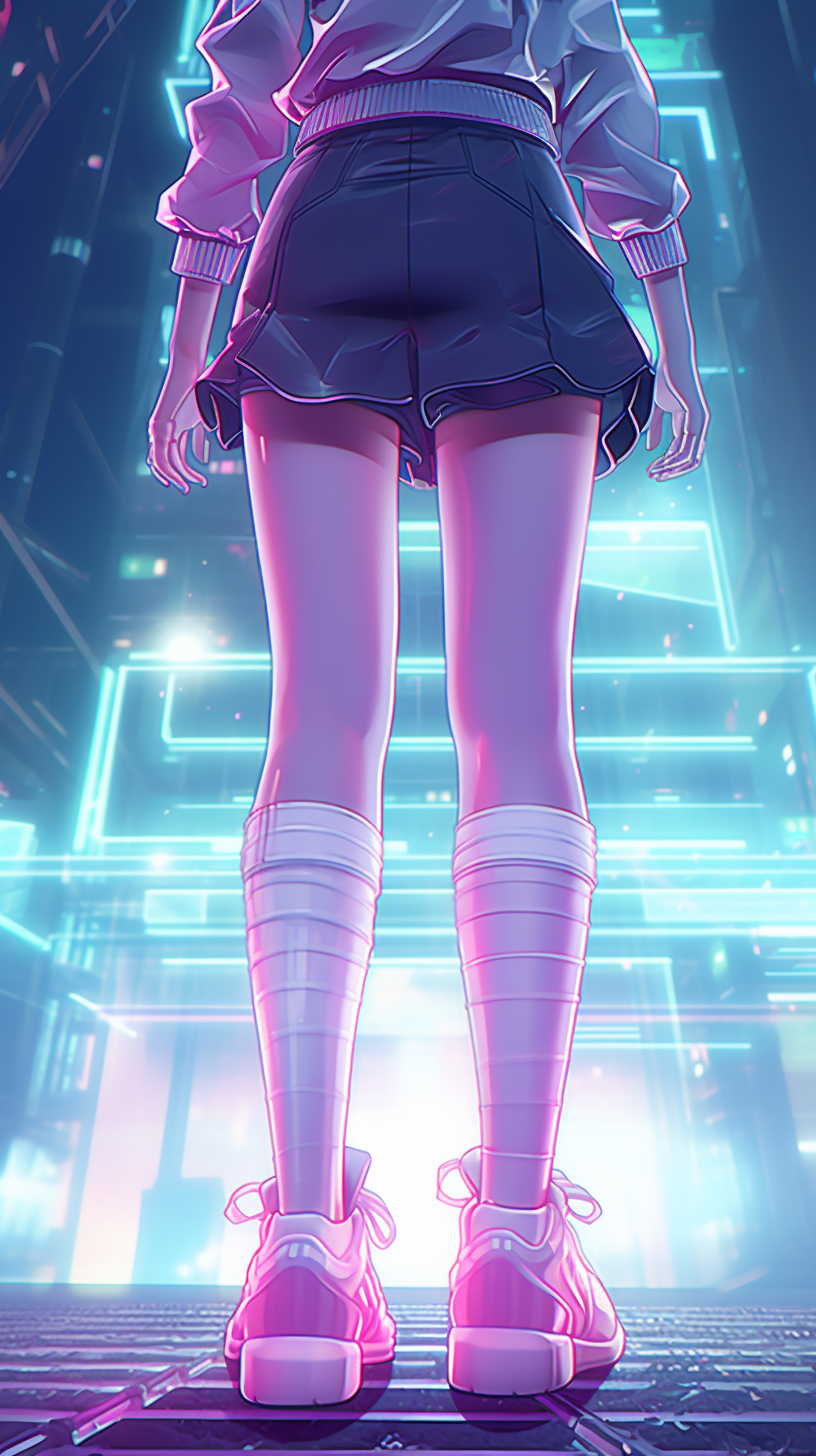 Girls legs in vapor wave style