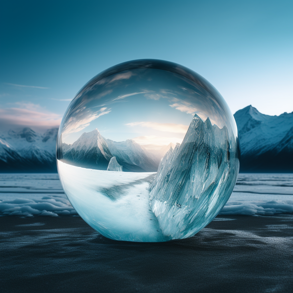 Breathtaking Glacier Moon Reflection in Bubble