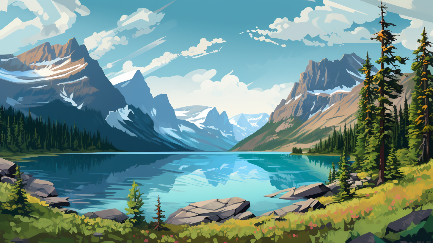 Pixelated art of Glacier National Park